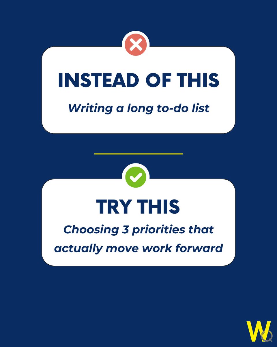WellsQuest's tweet photo. You don’t have to do it all.
3 priorities can move you forward.

#Productivity #Focus #WorkSmart #Efficiency https://t.co/ax94FoHE3E