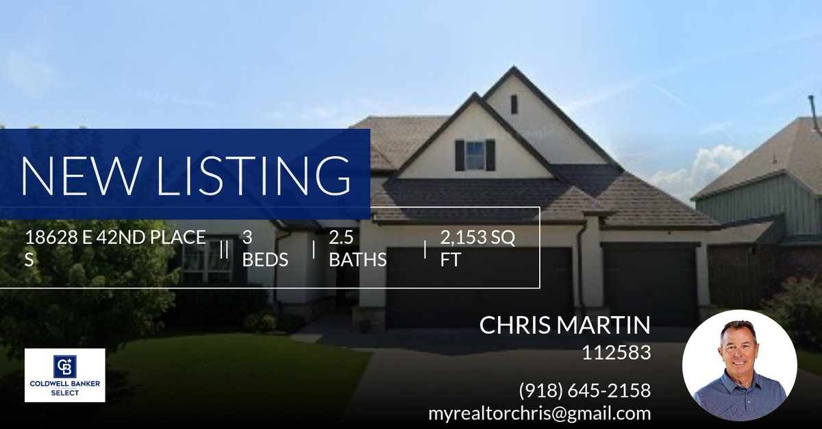 RealtorChris's tweet photo. 📍 New Listing 📍 Take a look at this fantastic new property that just hit the market located at 18628 E 42nd Place S in Tulsa. Reach out here or at (918) 645-2158 for more information!

Listed by Samantha Hadley

Chris Martin 
 
O... https://t.co/PfajGCtkY1 https://t.co/niM31jKNPY