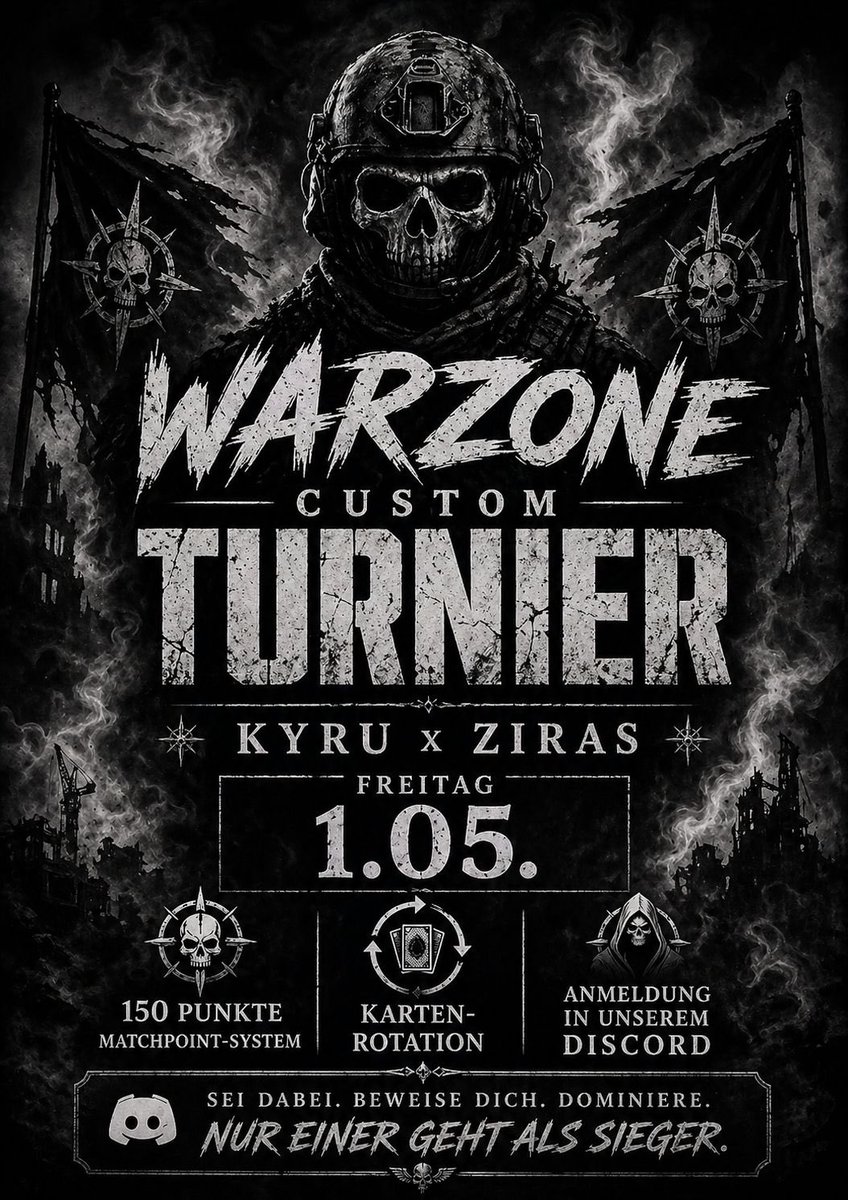 ZirxsCC's tweet image. Sichert euch euren Teamslot G‘s 💫
Hierfür müsst ihr einfach auf den Discord und ein Ticket erstellen ⬇️⬇️⬇️

discord.gg/kyruxziras

#warzone #warzoneranked #cod #gaming #turnier