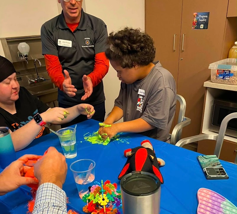 stepup_NCSSM's tweet photo. Extended Learning's Laura Martinez &amp; Chris Thomas traveled to Wake Forest last week to host a STEM session for Smiling While Sending Hope’s monthly STEM-based program called the Ability Club. Thank you to Katie Haynes for the wonderful opportunity to host a session for the club! https://t.co/v46rA6EQMf