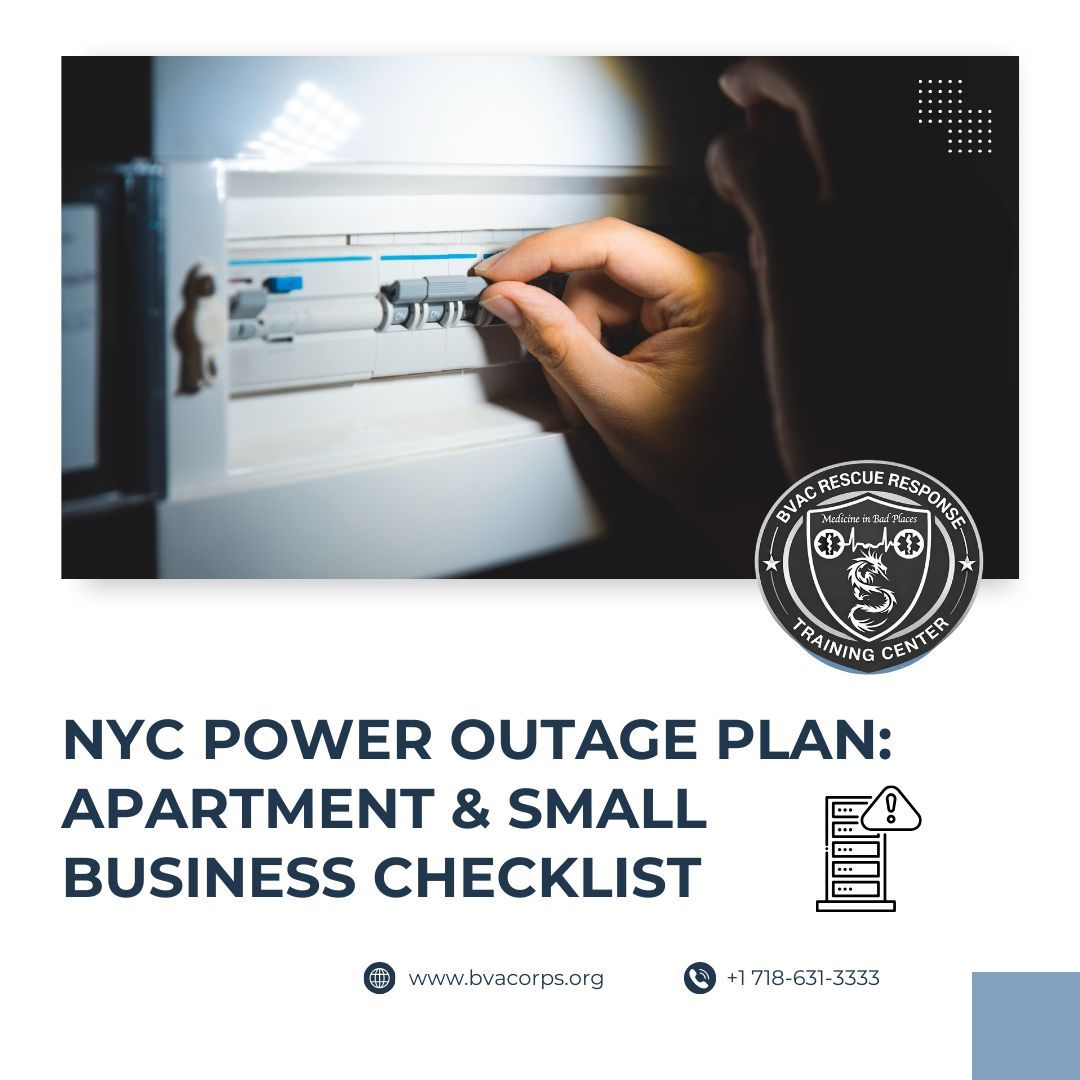 BvacCenter's tweet image. A NYC blackout affects more than lights—think elevators, medical devices, and food safety. We put together a quick outage plan for apartments + small businesses.

Full checklist: buff.ly/eMqLmAM 

#PowerOutage #NYCPreparedness #SmallBusiness #QueensNYC #FirstAid