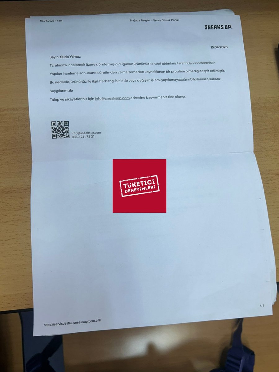 tuketicideney's tweet photo. Sneaks Up global emri bile dinlemedi: Çantada yalan ve gizli tamir kurnazlığı

- “Hata yok” diye kağıt verip arkadan gizlice yamadıkları çantayı müşteriye geri ittirdiler.
- Markanın global müdürü “bu ürün ayıplı, hemen değiştirin” dedi ama Türkiye ekibi talimatı taca attı.
- Haftalarca maillere dönmeyip süreci baltalayan yerel ekip, tüketiciyi resmen Hakem Heyeti kapılarına sürükledi.
- Global onayı bile çiğneyen bu ciddiyetsiz tavırla müşteriyi saf yerine koymaya çalıştılar.