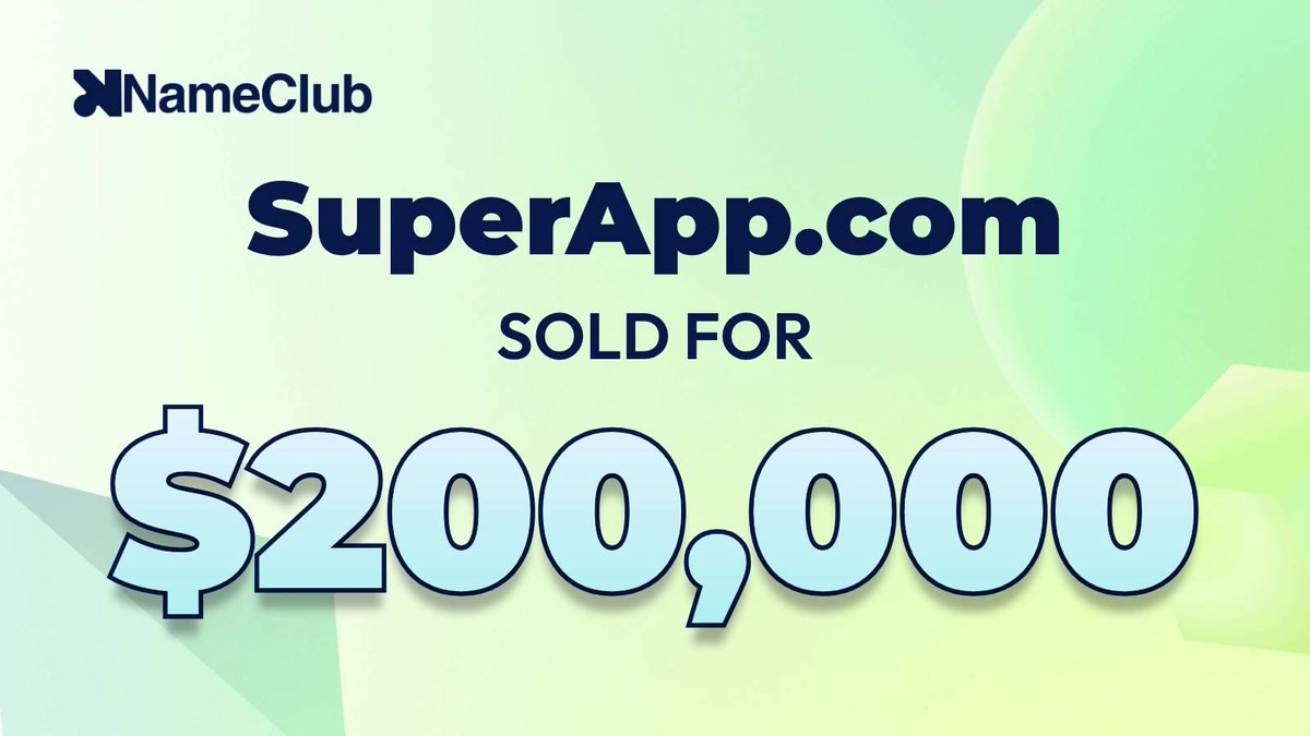 NameClubDomains's tweet image. SuperApp .com just sold for $200,000! 🦸‍♂️ 📱

Premium names are betting on simple, powerful keywords and “app” is one of the strongest in tech right now. Get ahold of great names early as the digital space keeps expanding.

Find your dream domain's worth ➡️ name.club/vKEdoRv