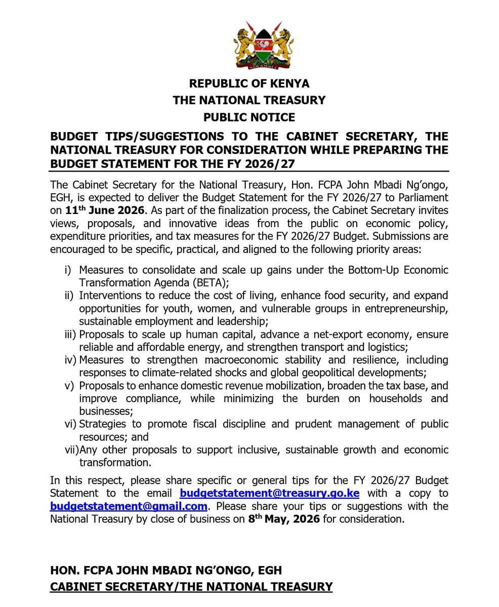 IADorganization's tweet photo. Do you know we have a say in the FY 2026/27 National Budget? 🇰🇪🔥
This is your moment to submit views in the public participation space—don’t miss it! @siasaplace @CountyVoice_43  @TunawezaEmpower  @hope2shine https://t.co/WKKiGdWxnT