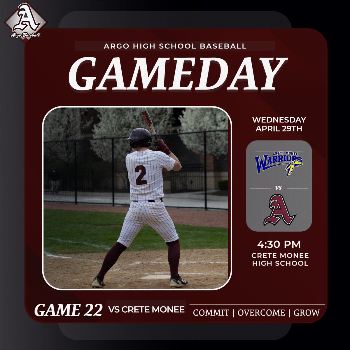 argobaseball's tweet image. Middle of the week road trip to Crete Monee for non-conference matchup.  #COG