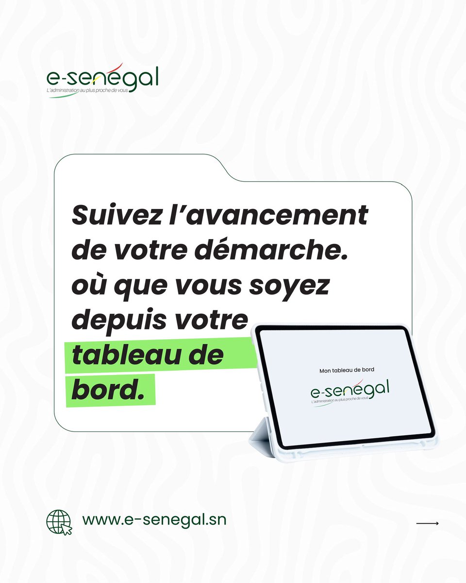 eSenegal_'s tweet photo. Vous êtes de plus en plus nombreux à adopter nos solutions numériques pour simplifier vos démarches ….

✅ 100% autonome, 24h/24
✅ Suivi en temps réel
✅ Démarches flexibles, où que vous soyez

📲 Faites tout en ligne : https://t.co/rYg291wrXu
#ESenegal #Digital #ServicePublic https://t.co/mILYp5gsdT