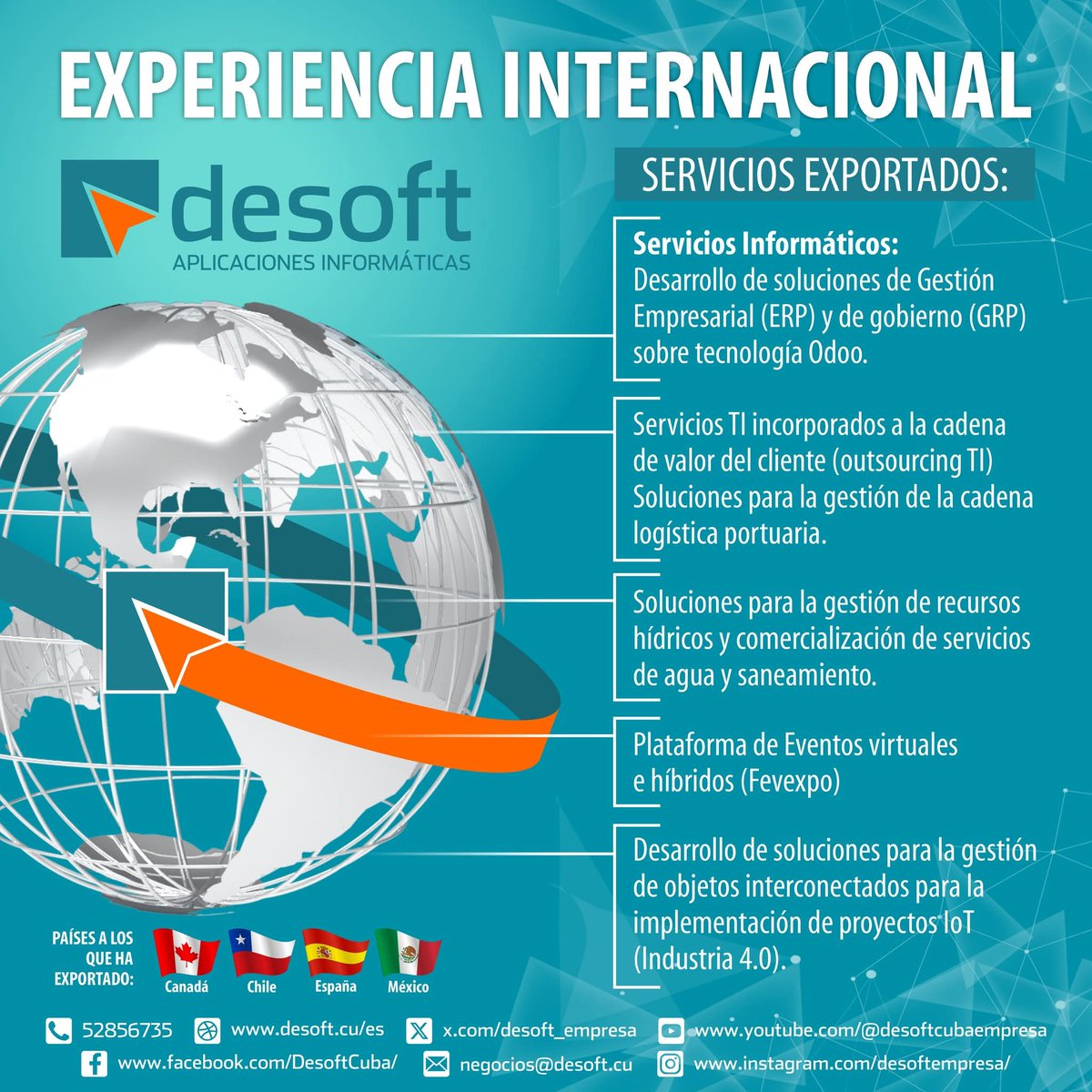 desoft_empresa's tweet photo. Una de las prioridades para #Desoft este año es incrementar las exportaciones de sus productos y servicios. Ya tenemos experiencias muy positivas en el mercado internacional
Más información en https://t.co/evgVTRi8yW https://t.co/4fmNjRFxAP
