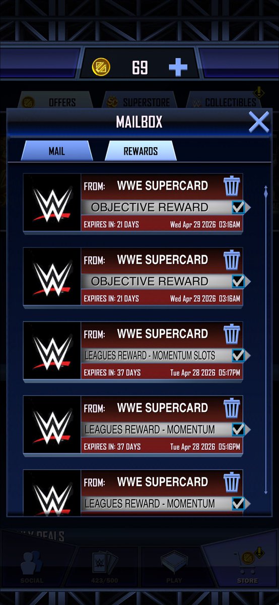 Dossman9541's tweet photo. @WWESuperCard Tryna collect my daily streak rewards keep getting this message and yes ive forced closed and logged back in and still nothing https://t.co/e16UNj0N07