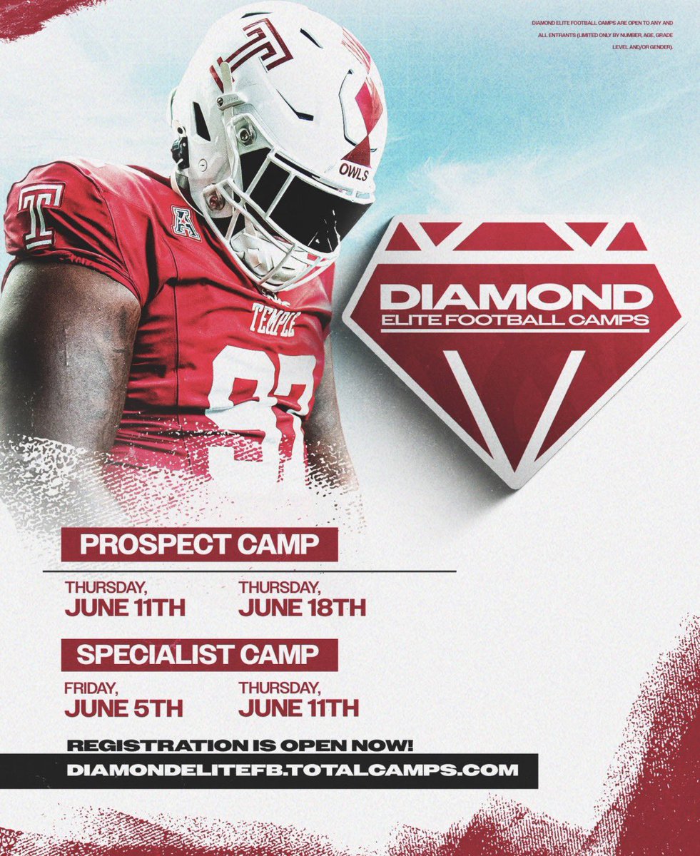 Thank you <a href="/Temple_FB/">Temple Football</a> for the invite to a camp!! Can’t wait!!
<a href="/drehage38/">Derek Rehage</a> <a href="/c_huber5/">Coach Huber</a> <a href="/qbcoachaiken/">Carlton Aiken - QB Development</a> <a href="/HarrisonFBRec/">Harrison Football Recruiting</a> <a href="/lawdogawr/">Coach R</a> <a href="/ConnorKinnett11/">Connor Kinnett</a> <a href="/CoachTWalker/">Tyler Walker</a>