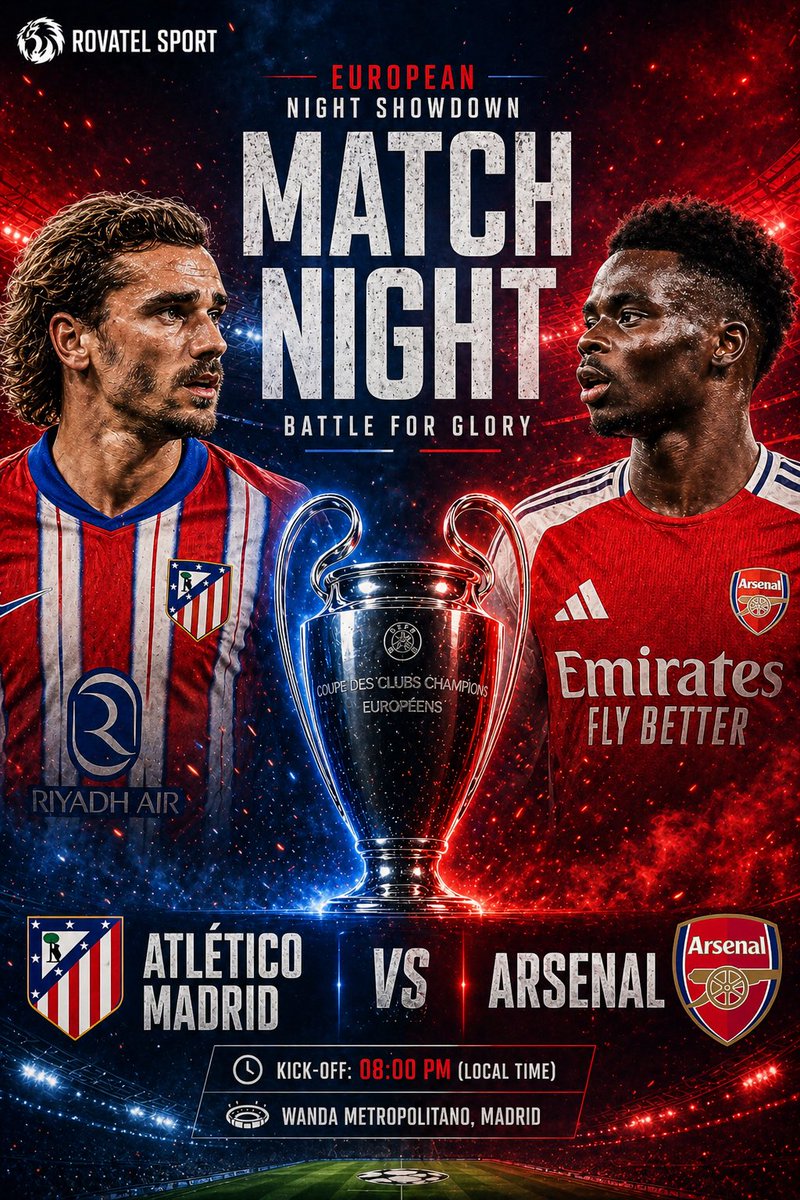 RovatelSports's tweet image. Atlético Madrid vs Arsenal 
game on. ⚽🔥
#COYG #Deco #Diaz 
#CFCW #UCL