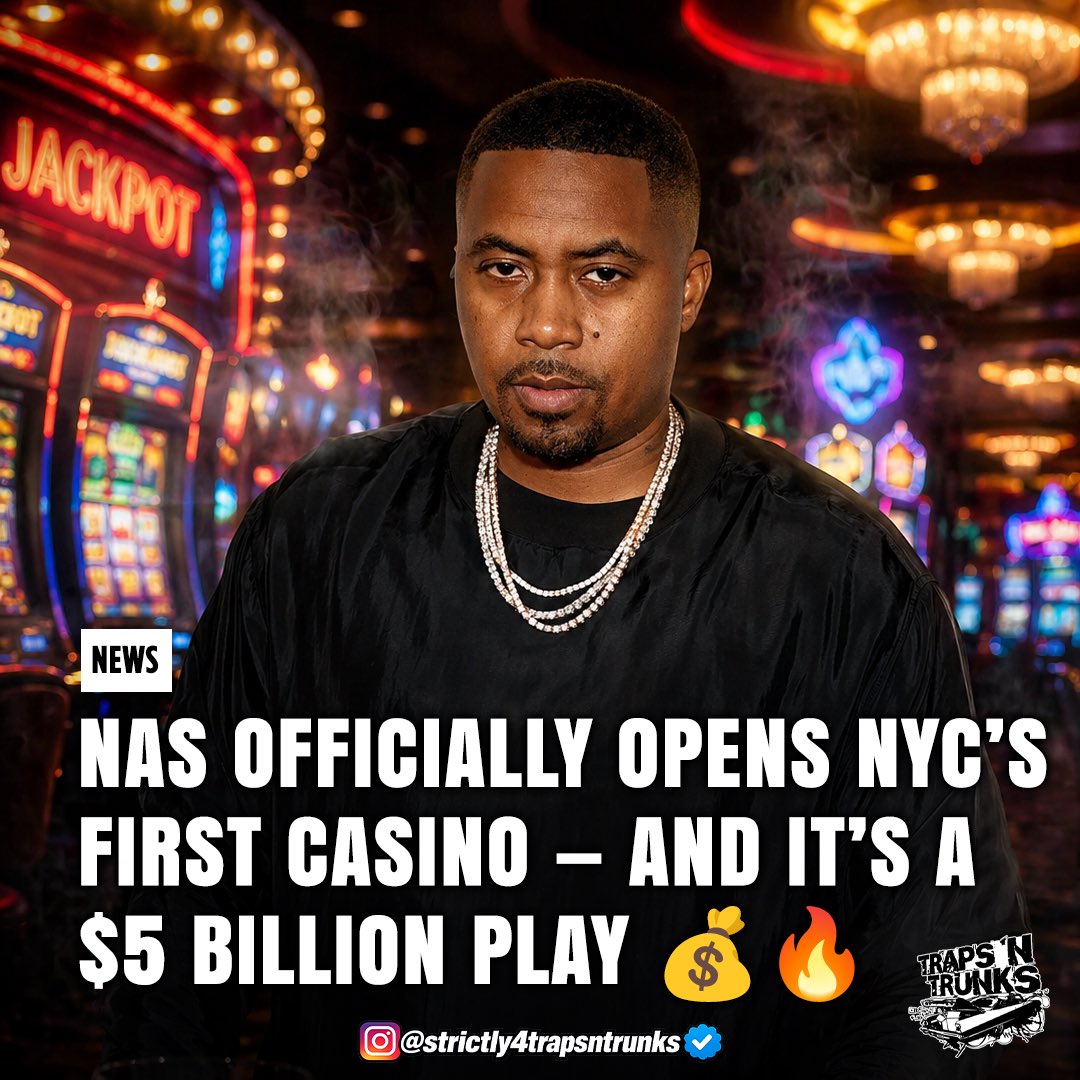 Nas just stamped his name in history books after throwing the FIRST dice at the grand opening of Resorts World New York City 🎲🔥 — officially launching NYC’s first casino with live table games right in Queens.

The $5 BILLION expansion brings over 240 table games (blackjack,