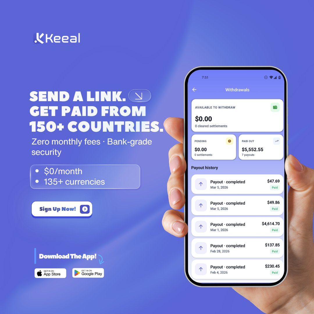 Keealofficial's tweet image. Work with clients from around the world and access your earnings without delays. With secure tools and no monthly charges, managing freelance payments becomes easier than ever.

✅ Join today and unlock global payments:
🌐 keeal.com

#Freelancers #Freelancing