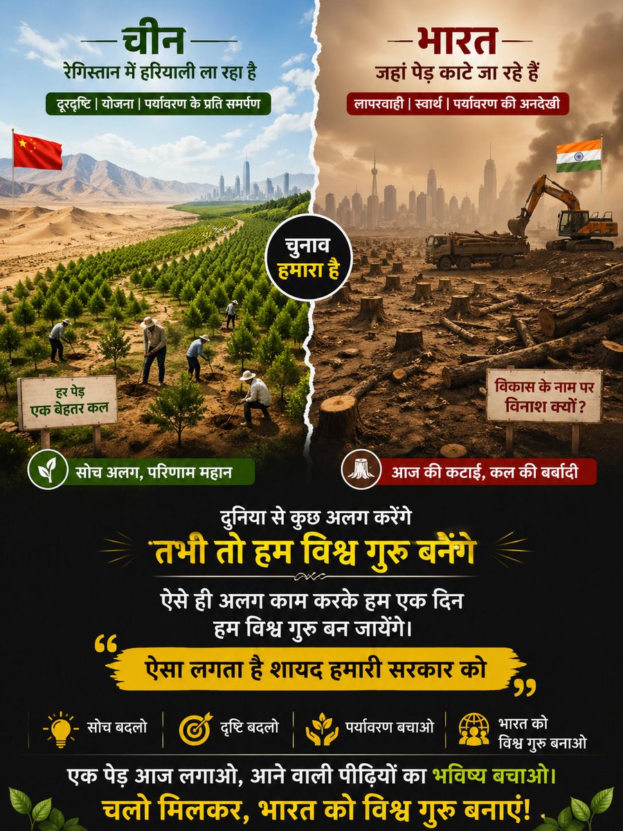 pankajpate23936's tweet image. “Aap kya sochte ho — development ya environment?”
#India #China #Environment #SaveTrees #RealityCheck #ViralPost #Awareness