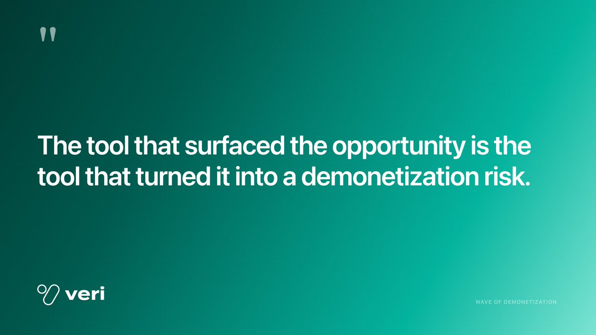 join_veri's tweet photo. The tool that surfaced the opportunity is the tool that turned it into a demonetization risk. https://t.co/dKet62bAEZ