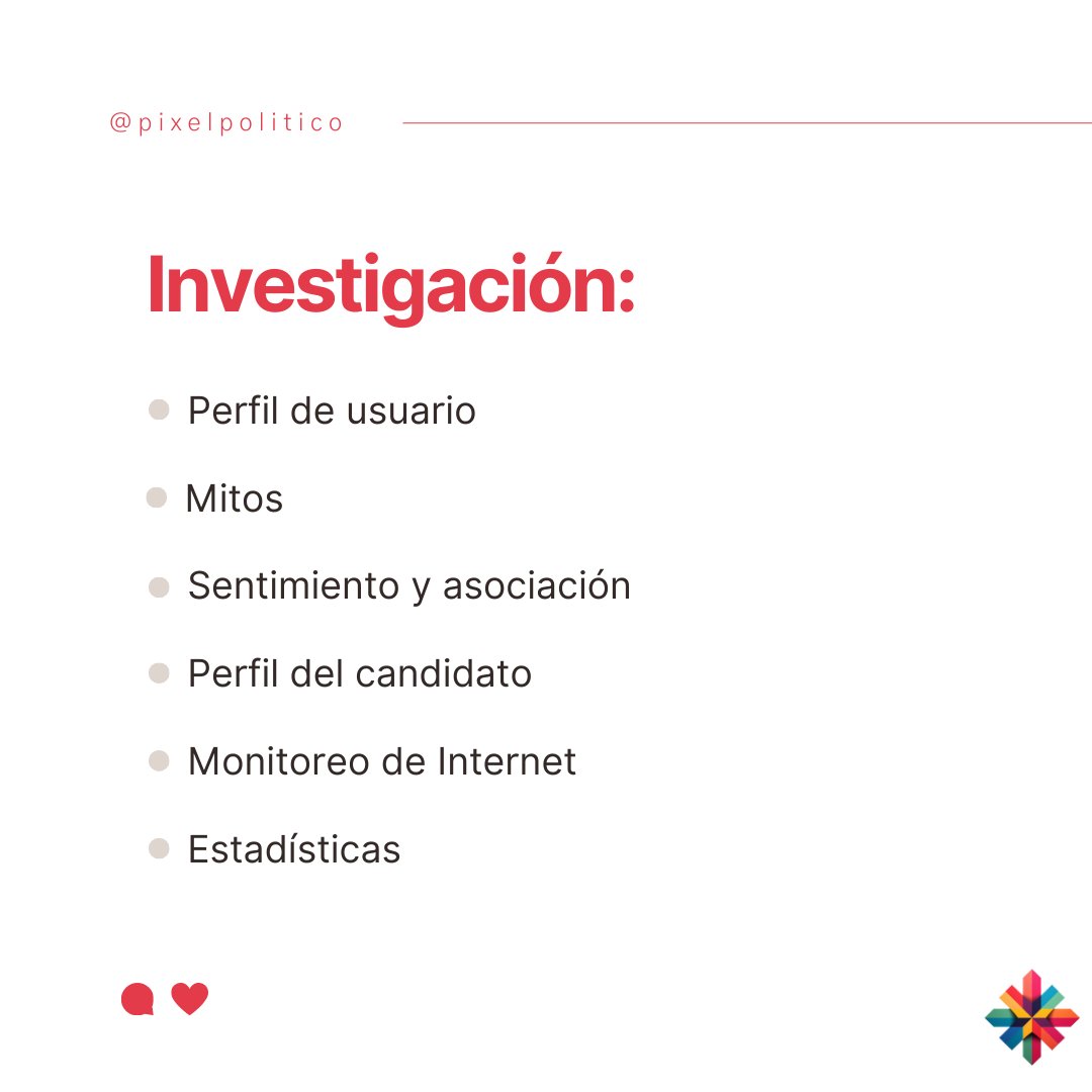 👁️ ¿Sigues un #ModelodeMarketingPolítico? En #PixelPolitico te compartimos el nuestro. Partiremos de la #Investigación.