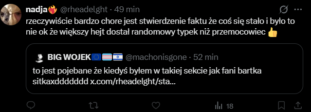 machonisgone's tweet photo. @rheadelght dostalem bana wiec powiem krotko: Sitek wiedział o tym że ona miała 16 lat
jeśli nie wiedział o biciu to bez znaczenia.
bo Kumał sie z ziomem co w wieku 26 klei sb do 16 (tym bardziej udając przyjaźń w internecie ze względu na zasięgi)
Broniąc sitka wspierasz grooming https://t.co/z0gv0Their