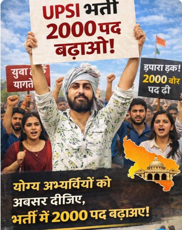 X CAMPAIGN DATE ~ 30 अप्रैल 2026
TIME~ 09:00 AM TO 02:00 PM

सभी प्रतियोगी परीक्षाओं के अभ्यर्थियों से आशा की जाती है कि वो भी केवल यही तीनों #Tag का उपयोग करेंगे इसके अतिरिक्त #Tag का प्रयोग न करें..👇

#UPSI_INCREASE_2000_POST
#UPSI_GIVE_SCORECARD
#UPSI_GIVE_WAITING_LIST