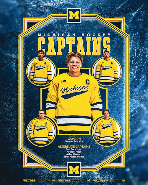 umichhockey's tweet image. Introducing the captains of #Team105 〽️