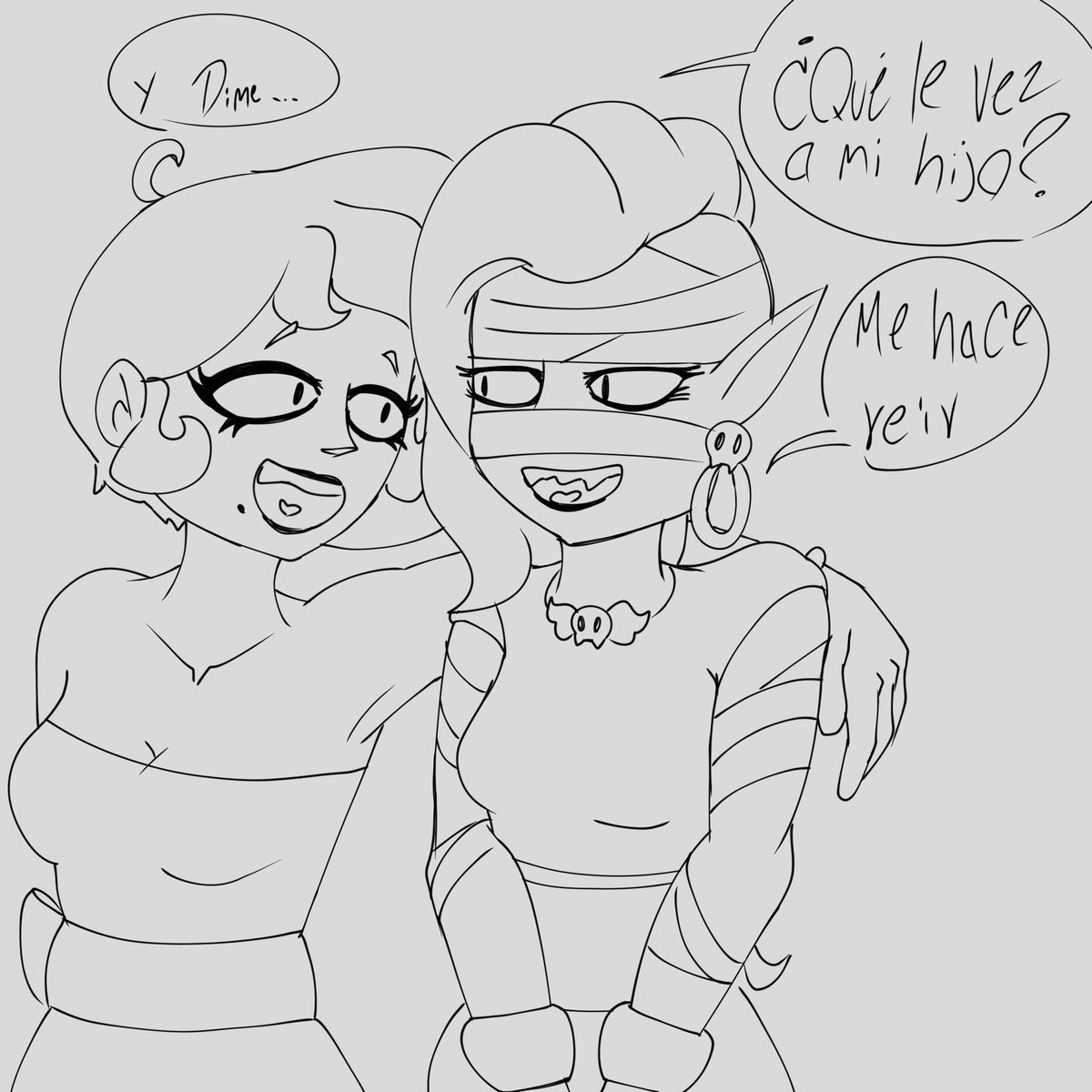 Pinku_Berry_77's tweet photo. Día 1: Suegros
Originalmente iba a hacer un dibujo de Mortis y Edgar, pero cómo me encanta el hc de que Lola es madre de Edgar, decidí hacer este dibujo, aparte, siento que Mortis no se interesaría en conocer a cualquier pretendiente de Emz.
#EmzgarWeek #EmoZombieWeek https://t.co/DXZvscCxCF