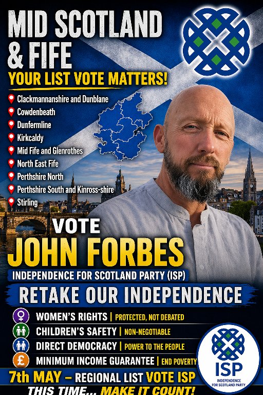 SovereignJock's tweet photo. On the regional list vote, Independence For Scotland Party 
Direct Democracy.

Make your vote count on May 7th https://t.co/5gaZxTuAUh