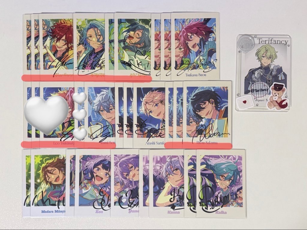 Terifancy's tweet photo. 【交換】あんスタ 10周年 展示会 10th P.A.Shots!! 購入特典 ぱしゃっつ

譲：画像参照

求：日和、ジュン(10th>>特典) 

郵送交換📮
10th⇄特典 特典⇄10th 可能
※🟥は10th同士のみ

お気軽にお声がけくださいませ🫧 https://t.co/MDdnwnJoqs