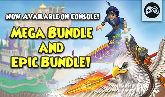 Wizard101's tweet photo. Now this is pretty...epic! ⚔️

These $39 bundles are now available on console! The Mega Bundle includes items such as the Sultan's Palace Castle, Charmer's Mystical Flutes, and more! The Epic Bundle includes Massive Fantasy Palace, Prestigious Attire, and more! https://t.co/aloQcRhos6 #Wizard101