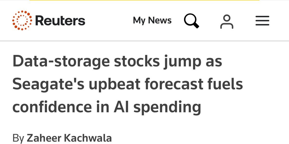Seagate's tweet image. #AI workloads are scaling #data needs and storage demand. @Reuters shares what our latest forecast means for ongoing AI infrastructure spending: seagate.media/6013vHhC3