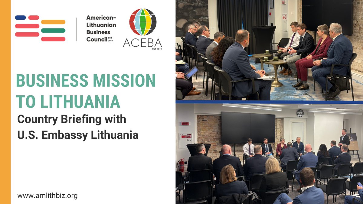 ACEBA_US's tweet image. The recent #ALBC visit to #Vilnius commenced with a country briefing hosted by @USEmbVilnius. We were grateful for the engagement on #Lithuania’s strategic priorities, transatlantic cooperation, &amp;amp; the evolving policy landscape affecting U.S. companies and investors 🇺🇸🇱🇹