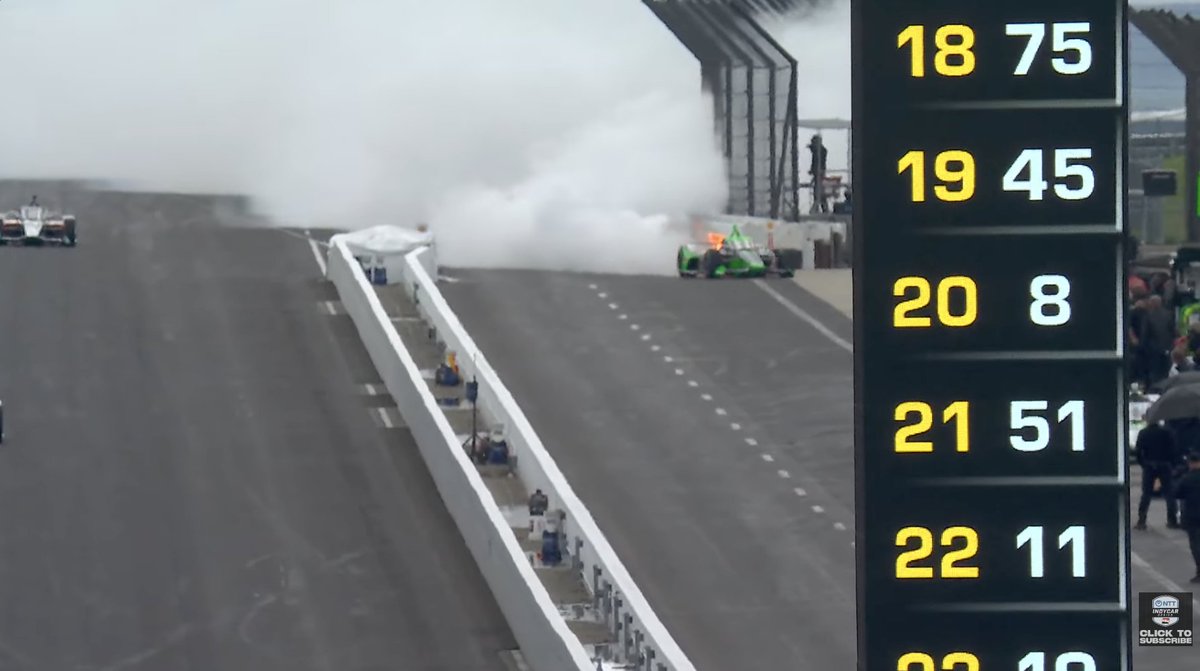 indycaraldiaweb's tweet photo. BANDERA AMARILLA.

Se reventó el motor de Jack Harvey frente a un paquete de autos; le perseguían Ferrucci y O'Ward.

El británico salió sin contratiempos pero dejó una enorme nube de humo en la entrada a pits... y aceite en la Curva 4.

#INDYCAR #Indy500 #OpenTest https://t.co/Rfp6KSwnsO