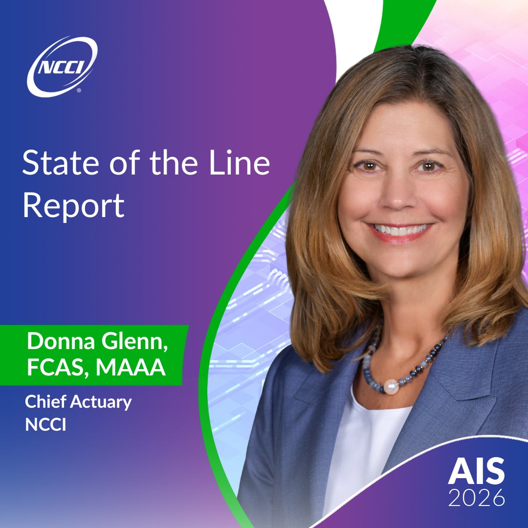 NCCI's tweet photo. 🎯📊 AIS Session Spotlight! NCCI's State of the Line provides an exclusive review of the #workerscomp system. Donna will deliver our latest analysis of financial indicators, trends, and broad economic markers. This highly anticipated session is unmatched in its detailed analysis of market conditions.

➡️📝 For the AIS 2026 full agenda and event registration, visit: https://t.co/GZVIvbhVDD
 #NCCI #AIS2026
