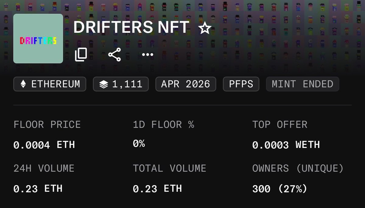 Let’s push the floor back to 0.001 ETH before reveal. 🎭  

Reveal is currently in progress.  

Let’s drift. 🌊