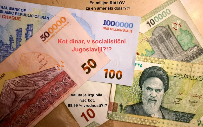 Levičarski volivci, zahvalite se inteligentnim desničarjem z razumom, da, mati Slovenija, ne doživi levičarskega KAOSA, kot v Iranu, kjer je valuta izgubila več kot 99,99 % vrednosti?!?
Iranski rial se je sesul na dno: 1 USD = 1,75 milijona rialov?!?
To ni nesreča.
To je logičen