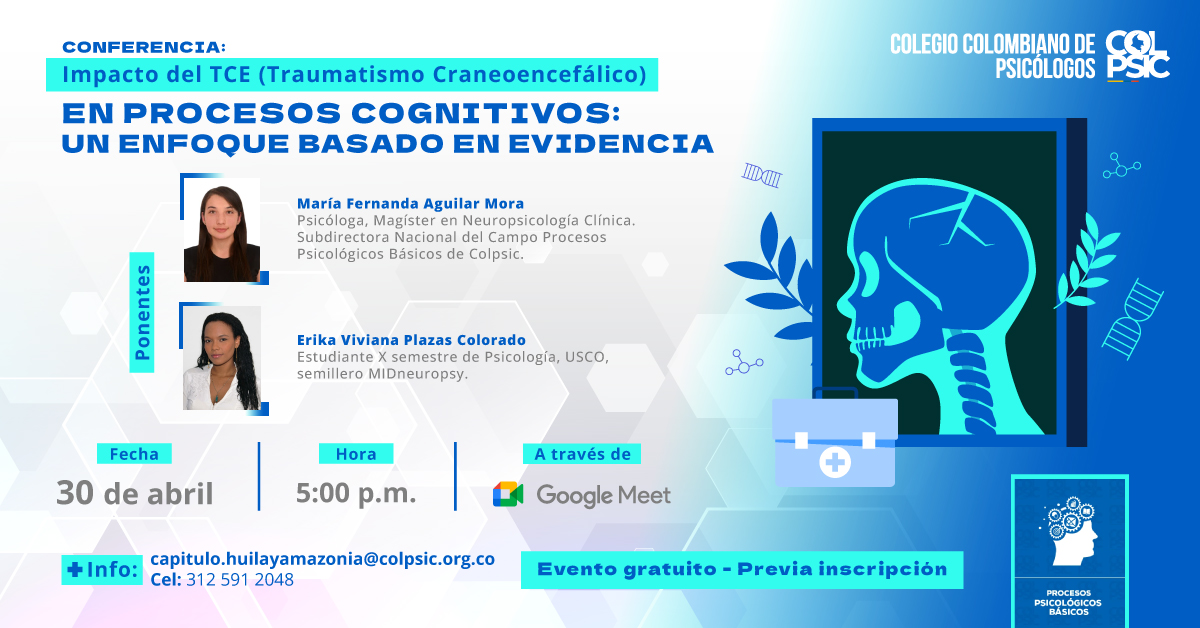 Colpsic_HuiAmaz's tweet photo. 🧠 Te invitamos a un espacio académico del campo de Procesos Psicológicos Básicos, orientado a comprender, desde la evidencia científica, cómo el TCE puede influir en la memoria, la atención, la percepción y el lenguaje

Inscripción: https://t.co/41DgHtP3VE https://t.co/p0WCsnUatK