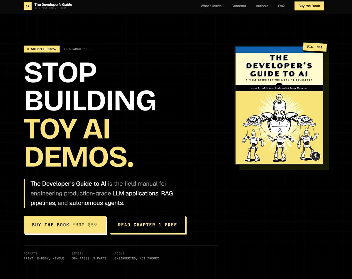 DThompsonDev's tweet photo. Hey Folks! Anyone that has read "The Developers Guide To AI" I am putting up a website for it.

If anyone has actaully read the book and wants to provide a testimonial for it, I would love to have your words on the site! https://t.co/WdwajtN3SL