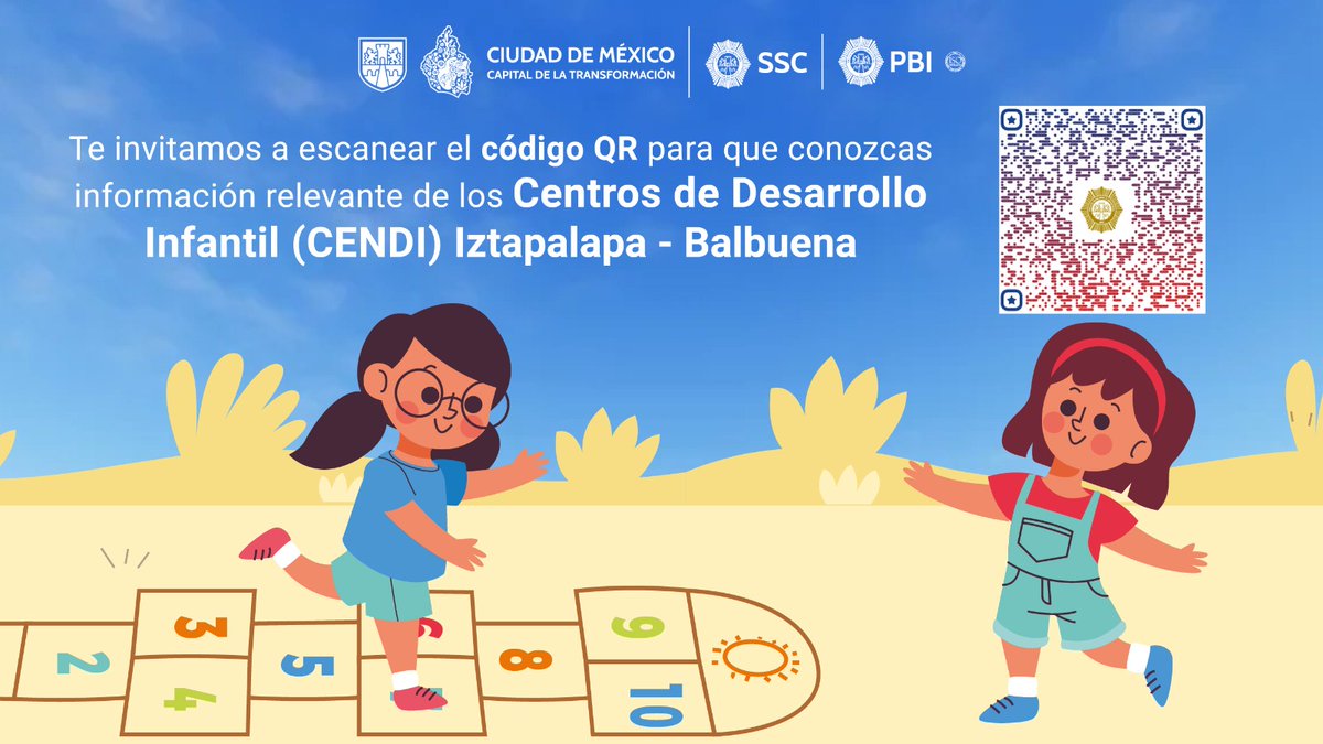 PBI_SSC's tweet image. Con el objetivo de apoyar a las madres policías de la #PBI, el #CENDI Balbuena e Iztapalapa de la @SSC_CDMX, pone a su disposición un espacio seguro y recreativo para las hijas e hijos de las policías. Conoce los requisitos y más escaneando el siguiente código 👇