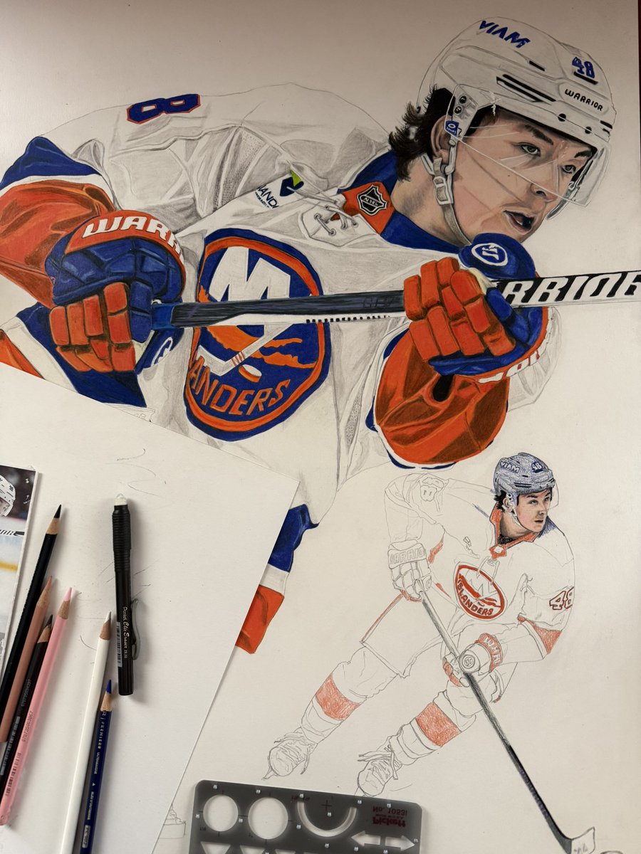 Bckt106Art's tweet image. #WIP Wednesday, some more work on the #Schaeferrookie drawing. @NYIslanders @IslesMSGN @WarriorHockey @NHLMedia @NHL @NHL_On_TNT