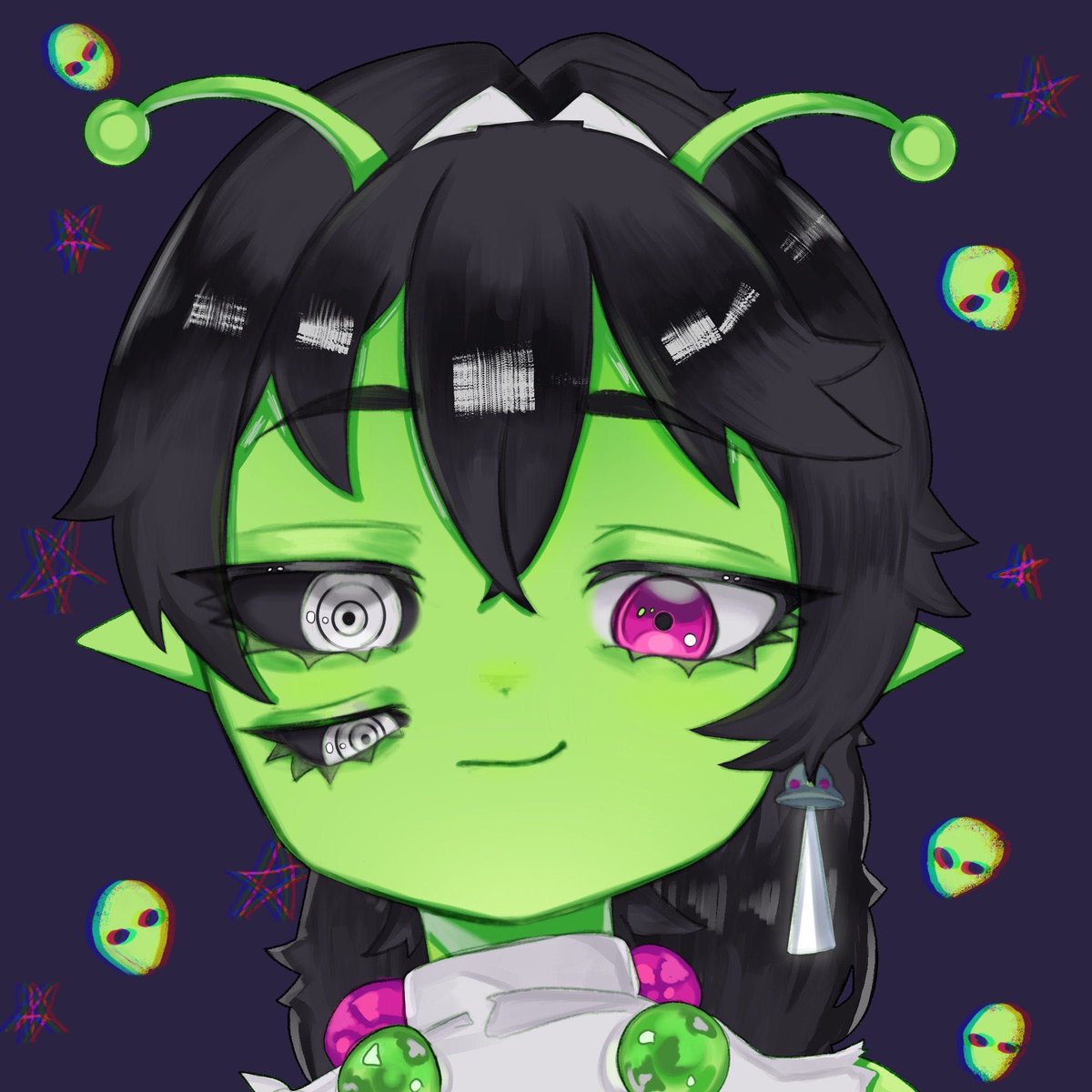 LunaMorango_VT's tweet photo. Made a cute icon for someone :3                   In the future you’ll be able to comission these 💚💖👽 https://t.co/frg4Aen21q