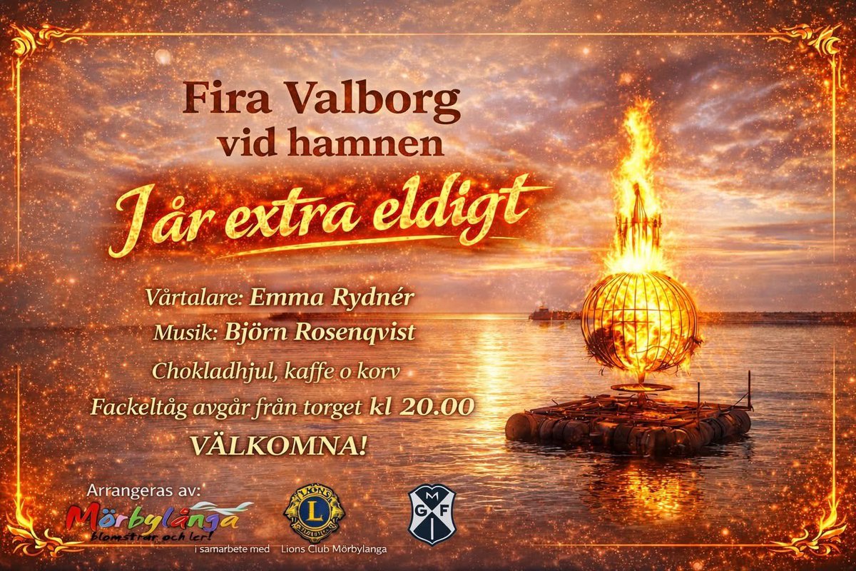 EmmaRydner's tweet photo. Välkomna att fira Valborg i Mörbylånga imorgon. https://t.co/IfbTAMWKCr