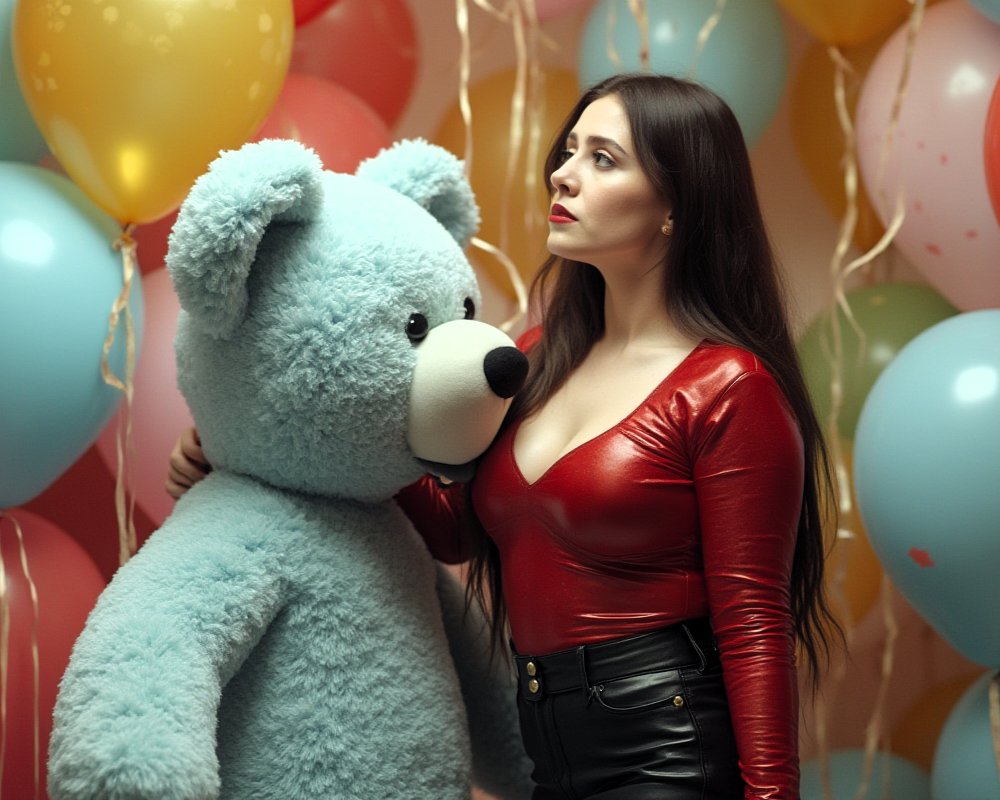 DickVasser's tweet image. #brunette lady with #balloons and #teddybear