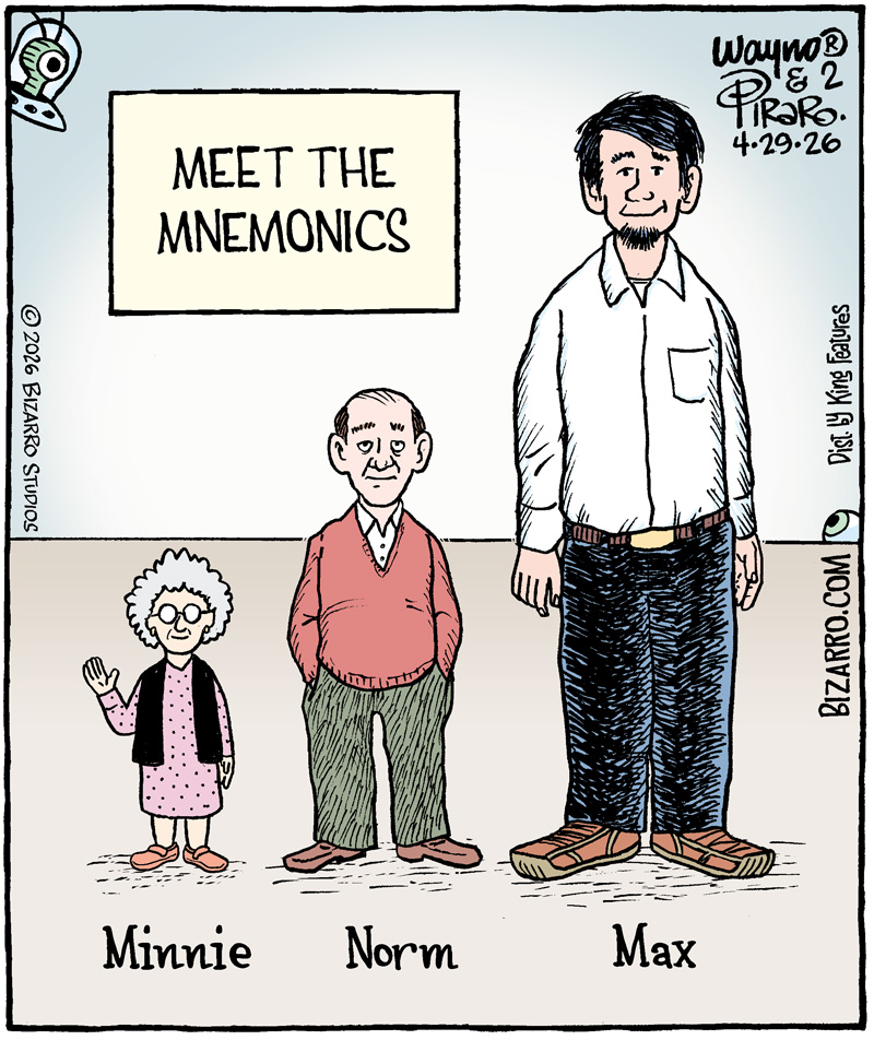 Waynocartoons's tweet image. What's In a Name?

#comics #cartoons #bizarro #wayno #mnemonics