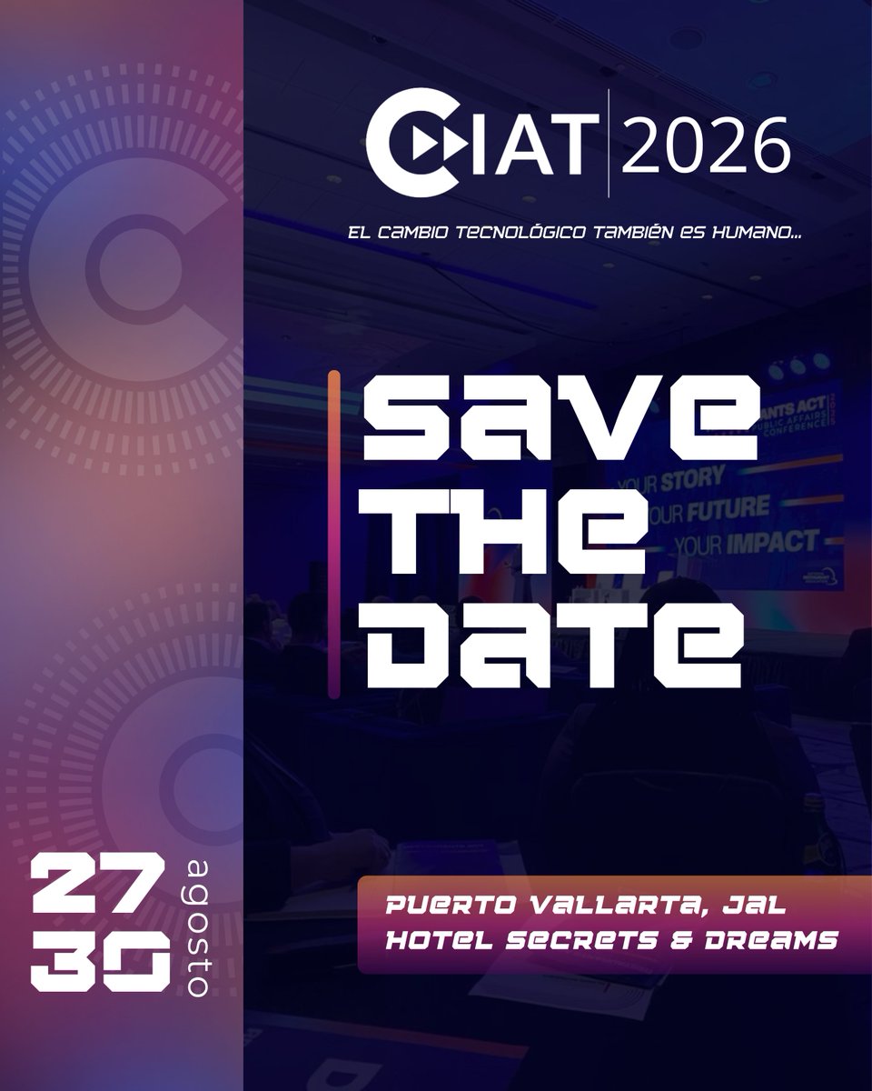 ciatcanieti's tweet photo. ¡El cambio tecnológico también es humano! 🤝✨

En CANIETI Occidente reunimos a quienes están liderando la evolución tecnológica del país en el CIAT 2026.

📍 Puerto Vallarta, Jalisco
🗓️ 27–30 de agosto
⚡ Asegura tu acceso:
https://t.co/M3kuQd3jWz

Muy pronto más detalles. 🚀 https://t.co/dGOxbaxsmk