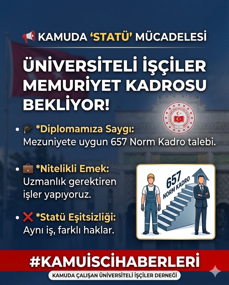 IscilerDernegi's tweet photo. Yıllarca milletimize nitelikli hizmet sunduk,
Kurumlarımız da artı değer ürettik,
Bilgi,eğitim ve tecrübemizle daha yıllarca hizmet edebilecek iken,
İdareler tarafından keyfi kararlarla temizlik vb. Vasıfsız işlere verildik,
Talebimiz Memur Statüsüdür.

@RTErdogan
@isikhanvedat
@_aliyalcin_
#GündemimizMillet