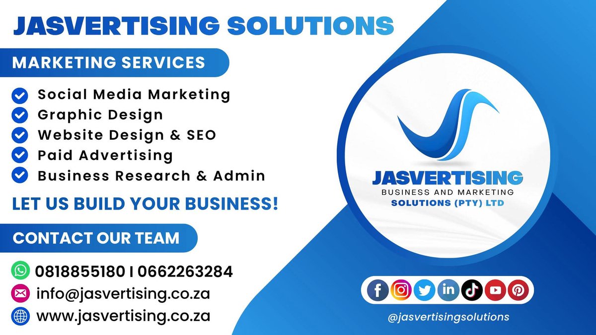 jasvertising's tweet photo. Need more visibility online?
We help South African businesses grow with designs, social media, SEO, websites &amp; ads 🚀
🌐 https://t.co/ku5xnHg3y7
#Marketing #BusinessGrowth #Jasvertising #SouthAfrica #SEO #Websites #GoogleAds #Advertising #SocialMedia https://t.co/q1TKdCo9t3