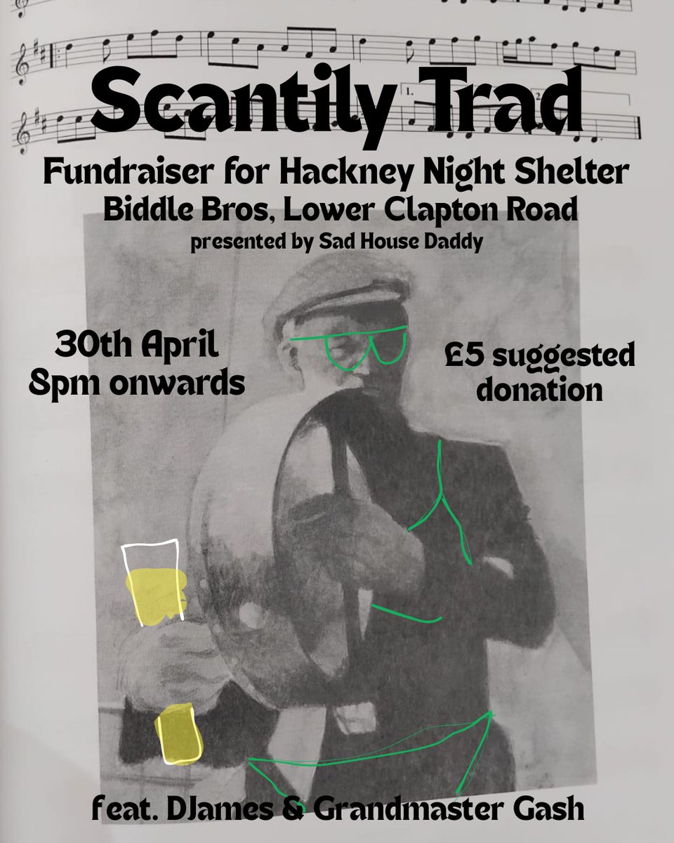 sadhousedaddy1's tweet image. Tomorrow night at Biddle Bros in east London:

Fundraiser for Hackney Night Shelter
ft. Scantily Trad + DJames + Grandmaster Gash

facebook.com/events/3910941…

8pm ~ free entry / suggested donation £5

#livemusic #gig #event #biddlebros #hackney #clapton #london #eastlondon #thursday