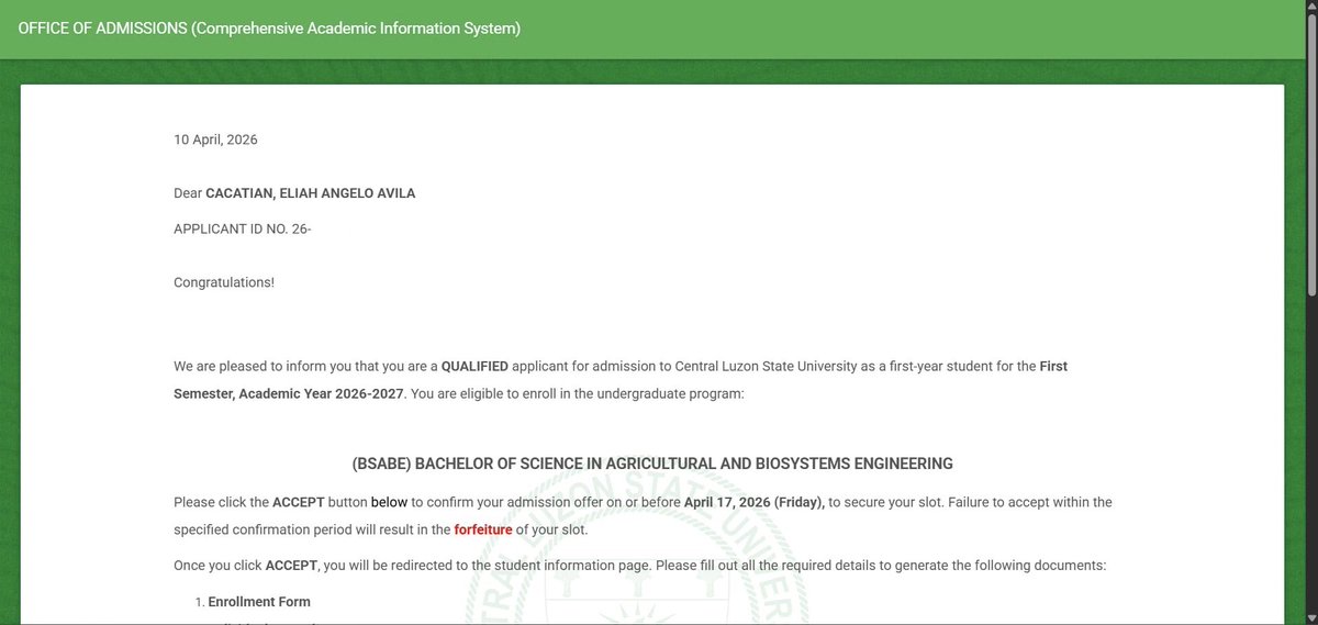 robuxdoge's tweet photo. 4/4 🥹🫰

Saint Louis University, BS Medical Laboratory Science (Top 1-10 SLU-CEE Takers) 🧫
Central Luzon State University, BS Agricultural and Biosystems Engineering 🌾
University of the Philippines, DPWAS in UP Diliman 🌻
University of Santo Tomas, BS Medical Technology 🔬 https://t.co/F6aTndqfm4