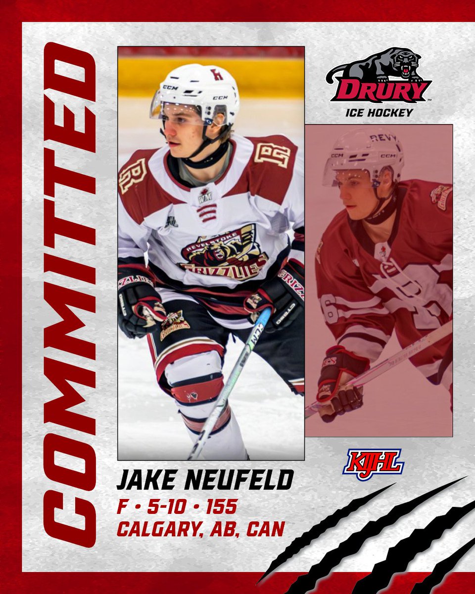🚨COMMITMENT ALERT 🚨
Panthers fans, please welcome the newest member of the Drury family, forward Jake Neufeld! A Calgary, AB-native, Jake is yet another Revelstoke Grizzlies (KIJHL) product ready to make his mark for the Panthers!

eliteprospects.com/player/683073/…