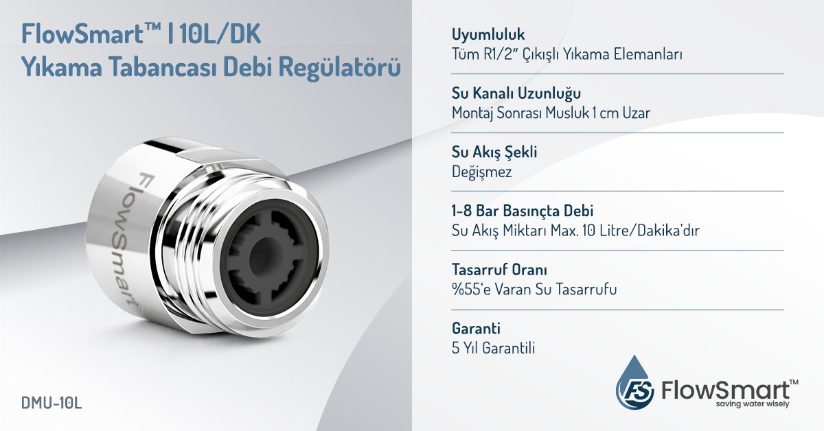 trflowsmart's tweet photo. Yıkama Tabancası Debi Regülatörü | 10L/DK
Ön Yıkama Mutfak Duşlarında

- Yoğun trafiğe sahip ön yıkama tabancalarında ideal
- %55’e varan su tasarrufu
- Sabit debi, basınç dengeleme sistemi
- Paslanmaz krom kaplamalı pirinç malzeme
- Uzun ömürlü ve dayanıklı

#FlowSmart™ https://t.co/qGAwup3HUh