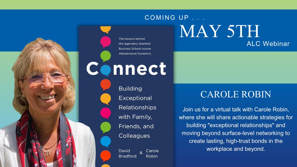 GuttmanCC's tweet photo. Join us in our next webinar “Building Exceptional Relationships” on Tuesday, May 5th at 12PM led by Dr. Carole Robin, Award-winning Author, Instructor, and Executive Coach. 

RSVP now: https://t.co/CpxdgOiSO2 https://t.co/3fS1hOBGwF