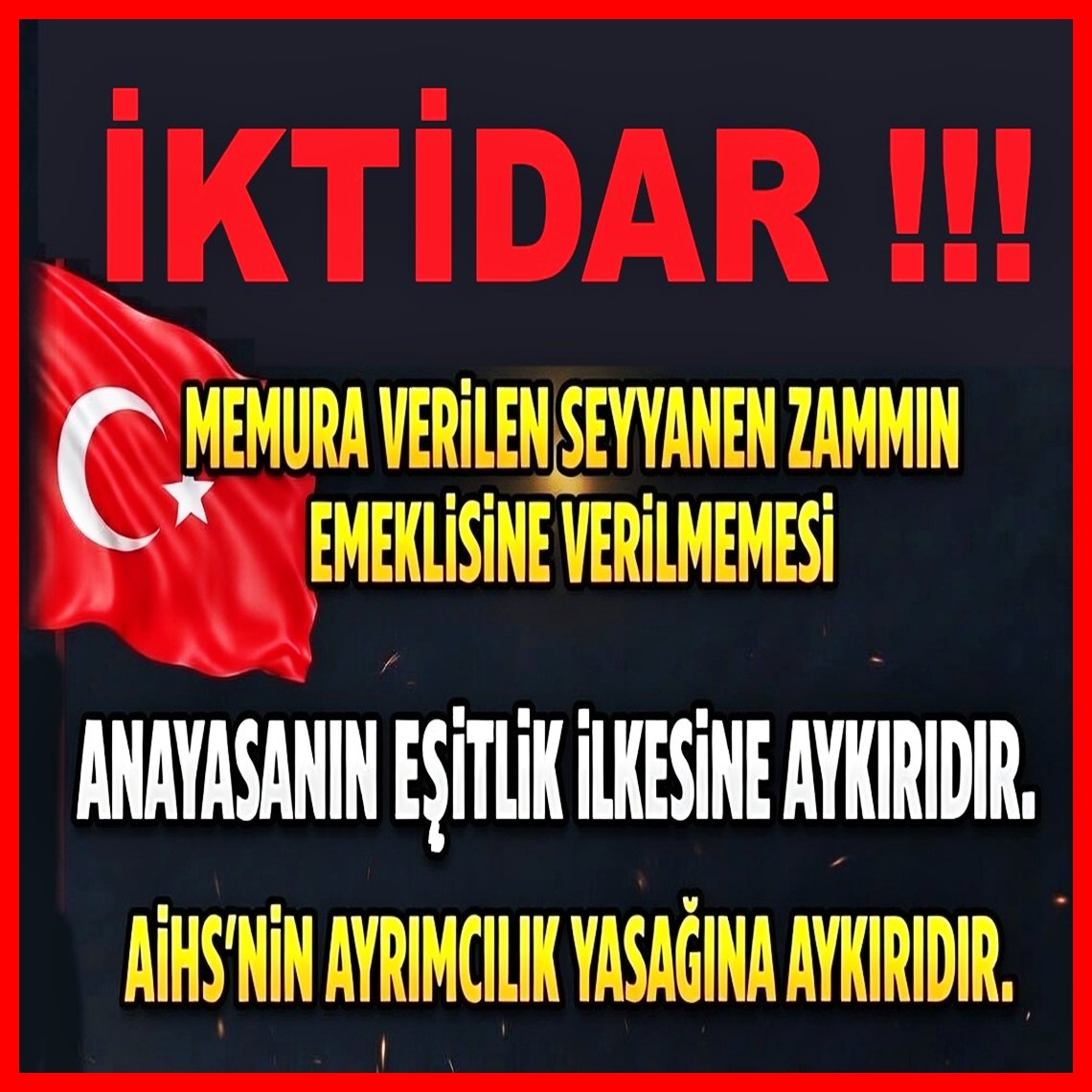 76 yıllık yasal hakkı seçim vaadi yapıp
Seçimden sonra verilen vaadi yerine getirmeyip
#EmekliMemur Seyyanen zam alamasın diye
Ek madde çıkarıp
TAM 33 aydır #MemurEmeklisineAdalet aratanları KINIYORUM! <a href="/TBMMGenelKurulu/">TBMM Genel Kurulu</a> <a href="/Akparti/">AK Parti</a> <a href="/MHP_Bilgi/">MHP</a> 
Yoksa Geçim Gelsin Seçim <a href="/herkesicinCHP/">CHP 🇹🇷</a>