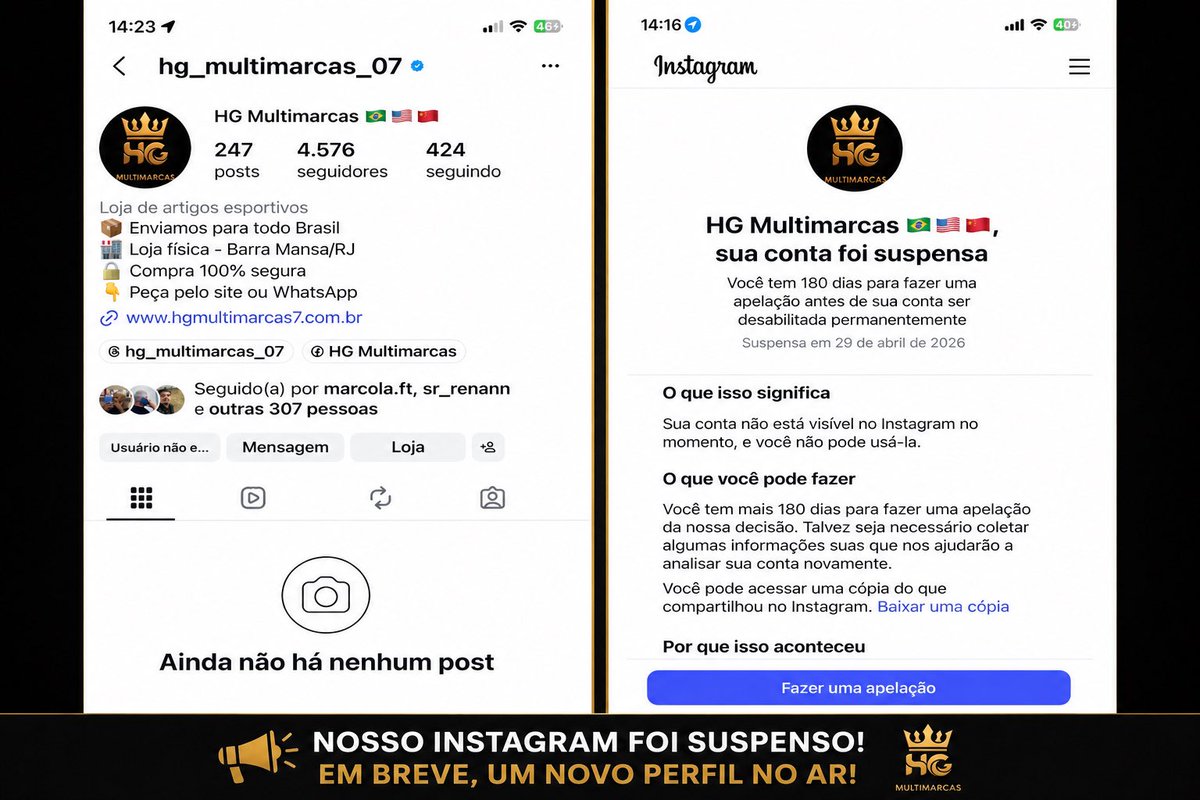 Multimarcas23's tweet photo. 🚨 Nosso Instagram @hg_multimarcas_07 foi DESATIVADO

Agora estamos no novo perfil: 👉 @hg_multimarcas7_

Segue lá pra não perder lançamentos, promoções e novidades 🔥

🛒 https://t.co/bOuC8rG6p2
📲 WhatsApp: 24 98136-3142

Entrega rápida 🚀 | Enviamos para todo Brasil https://t.co/hFFDAUtOnk
